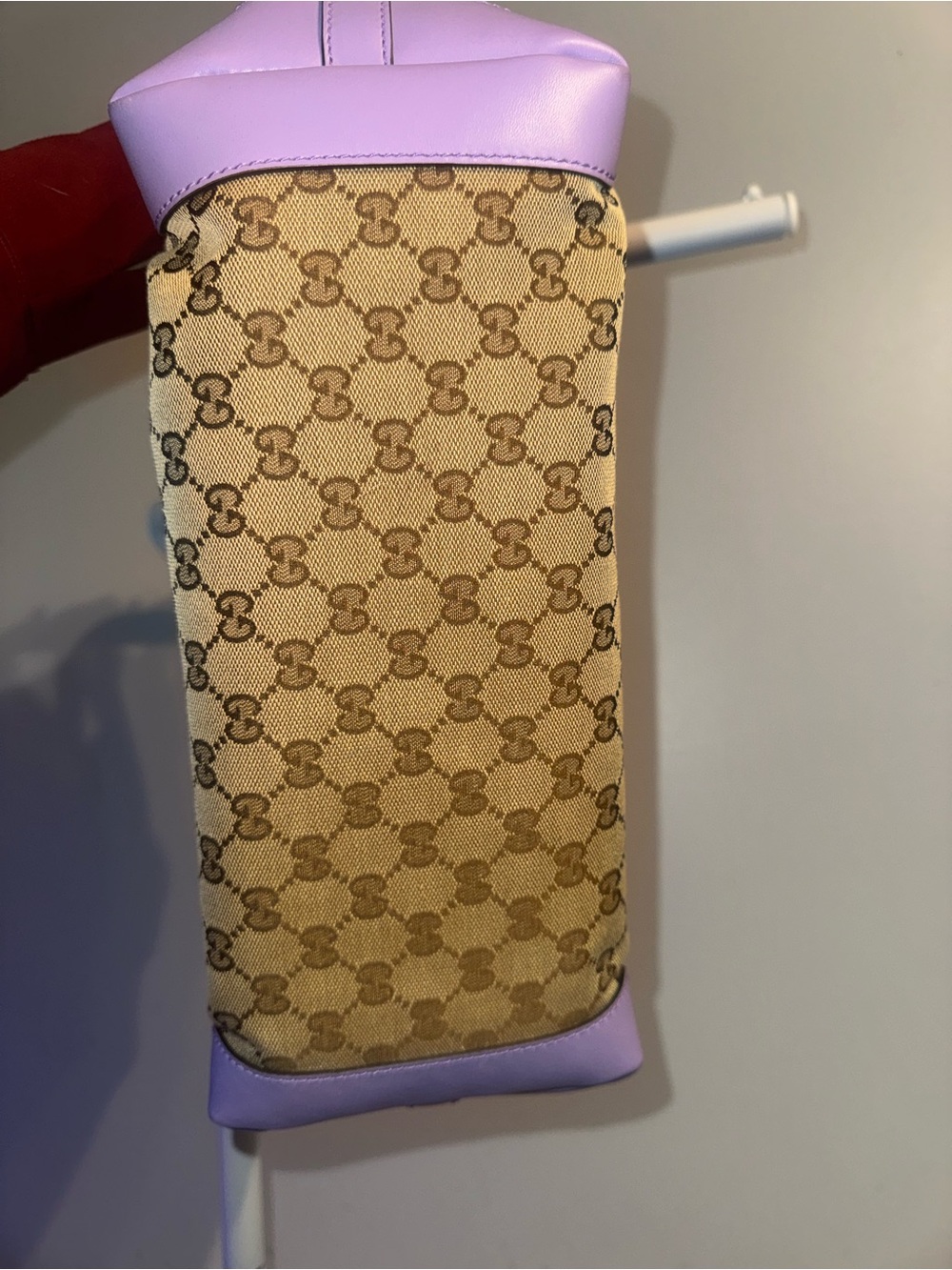 Gucci Beige GG Canvas Tote with Lavender Trim - Picture 10 of 16